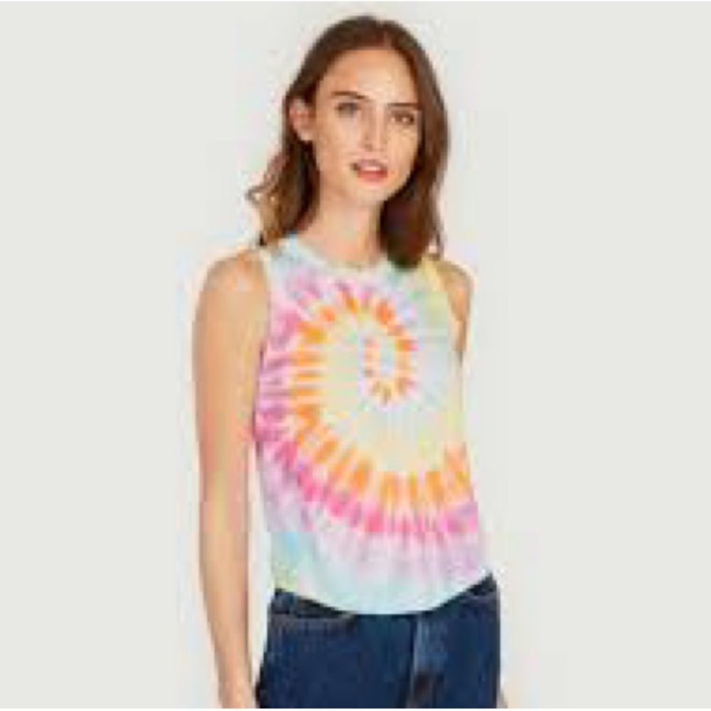 Cotton by Autumn Cashmere Tie-Dye Lightweight Sleeveless Knit Top Tank Large